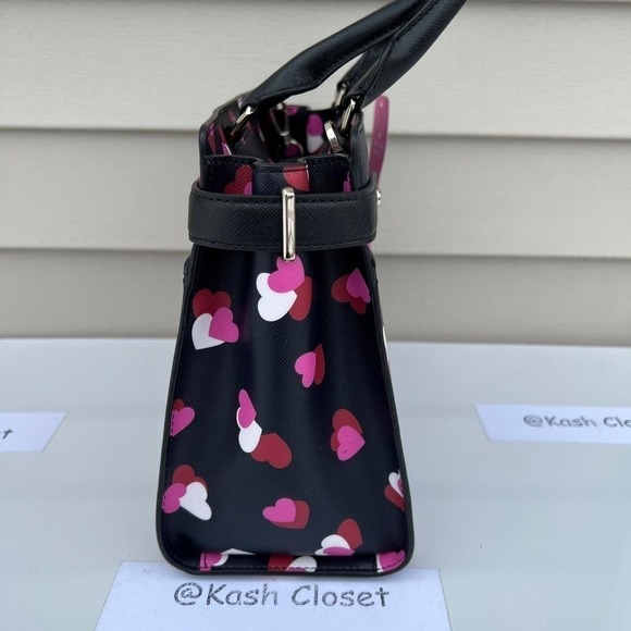 Kate Spade Satchel Staci Medium Satchel Heart Print Black Multi - Picture 9 of 12